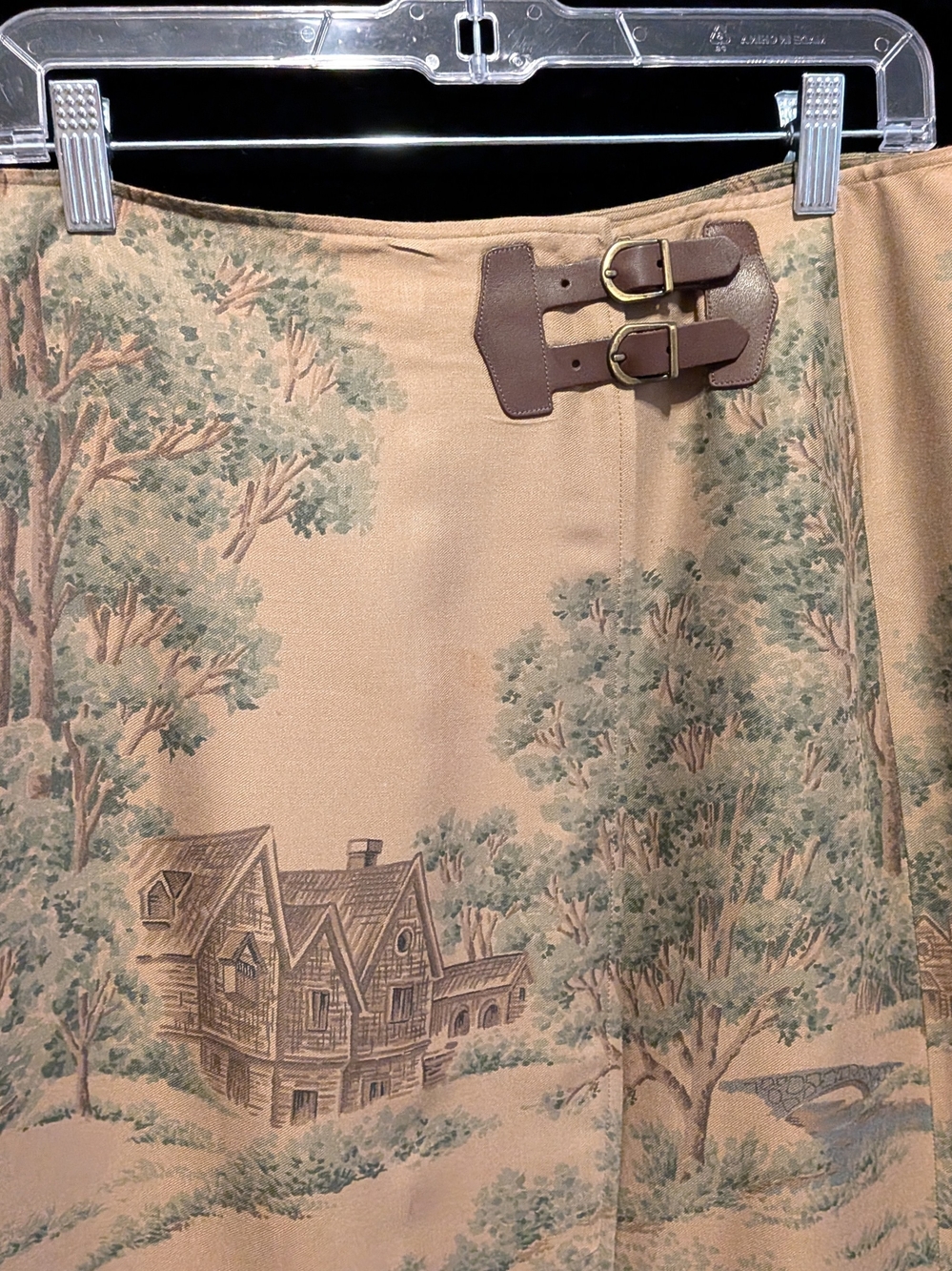 Lauren Ralph Lauren Wrap Scenic Pastoral Print Midi Skirt with Buckle Accent 12 - Picture 3 of 8
